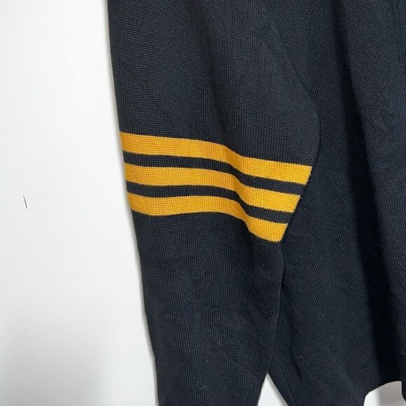 J Peterman Mens Varsity Black Gold Full Zip 100% Cotton Cardigan Sz XL - Picture 3 of 4